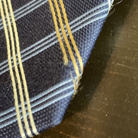 Black Brown 1826 Neck Tie Solid Blue With Brown White Stripes 100% Silk - 61 In - Picture 2 of 5